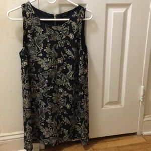Navy Blue Paisley Shift Dress
